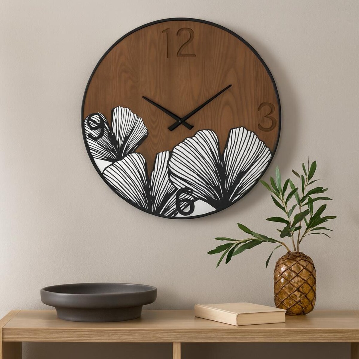 Zegar ścienny WOOD, brązowy, Ø 60 cm