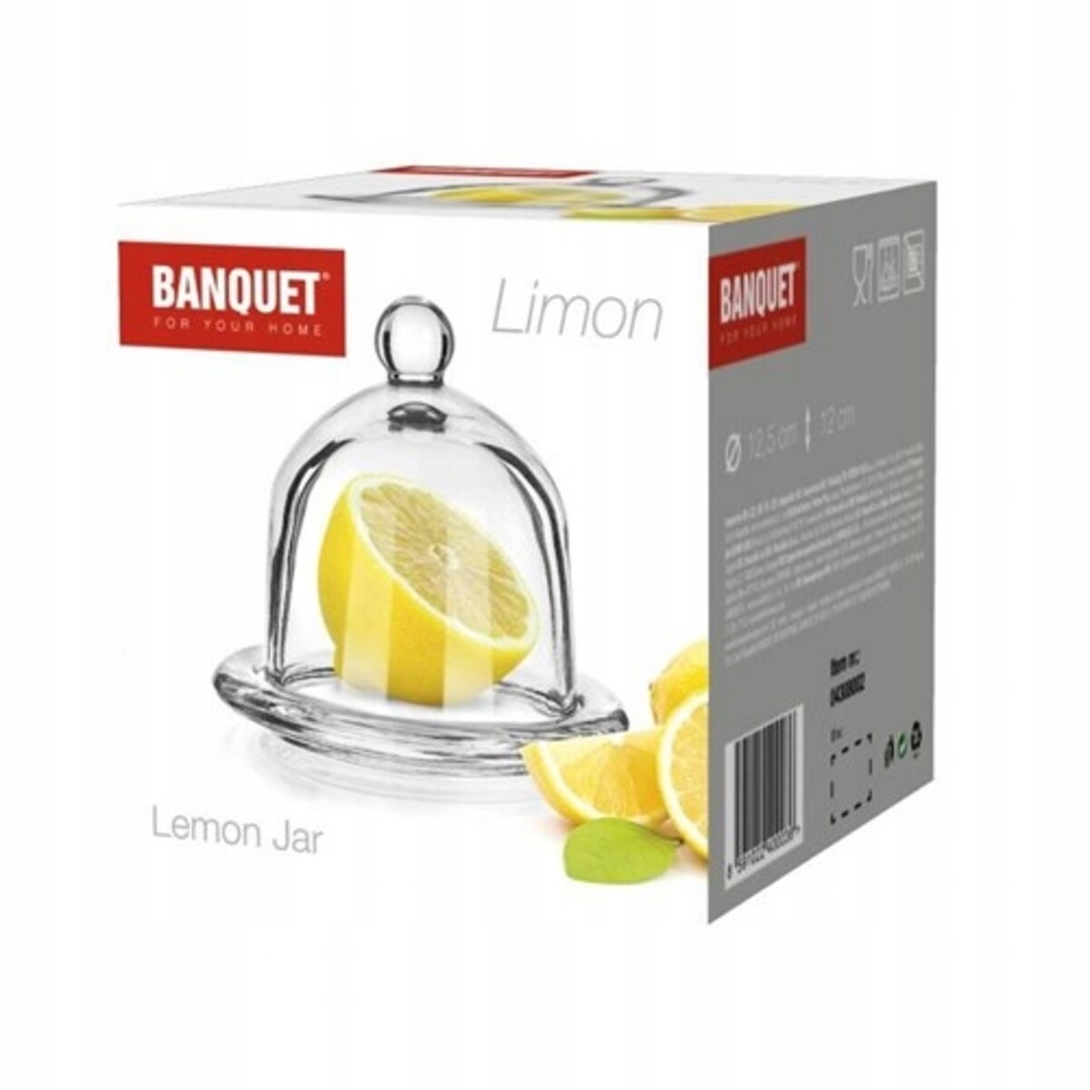 POJEMNIK NA CYTRYNĘ żywność owoce warzywa 12 cm DUŻY szklany z kloszem