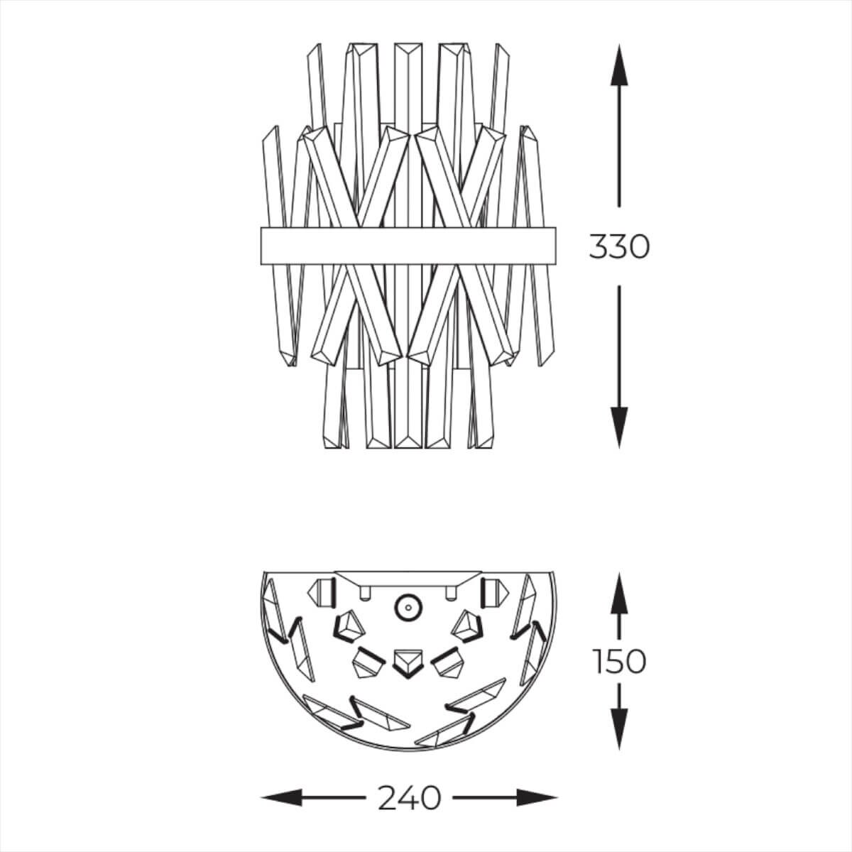 Ścienny kinkiet Constantinople W0567-02D-B57G Zumaline złoty przezroczysty