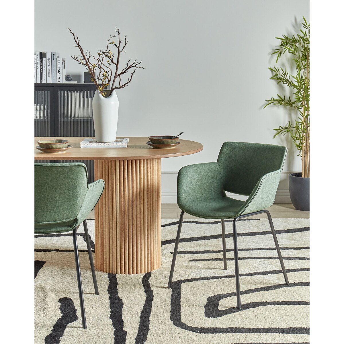 Krzesło do jadalni AXTEL Zestaw 2 Tkanina Zielony