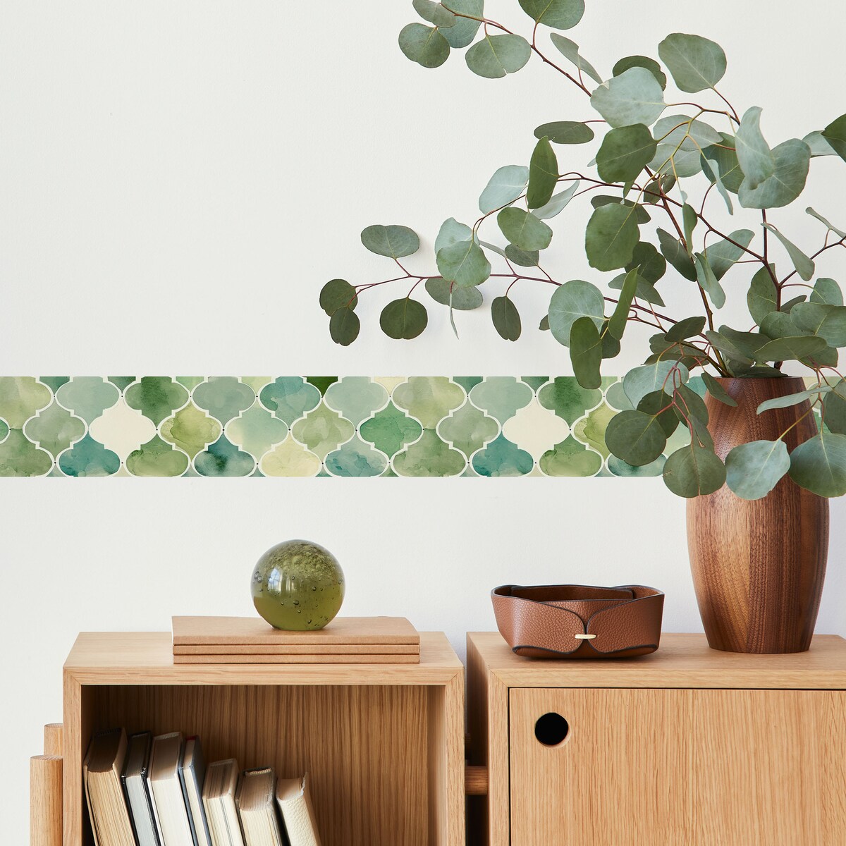 Pasek Dekoracyjny Bordiura Do Tapeta Zielone ORNAMENTY Akwarele Abstrakcja