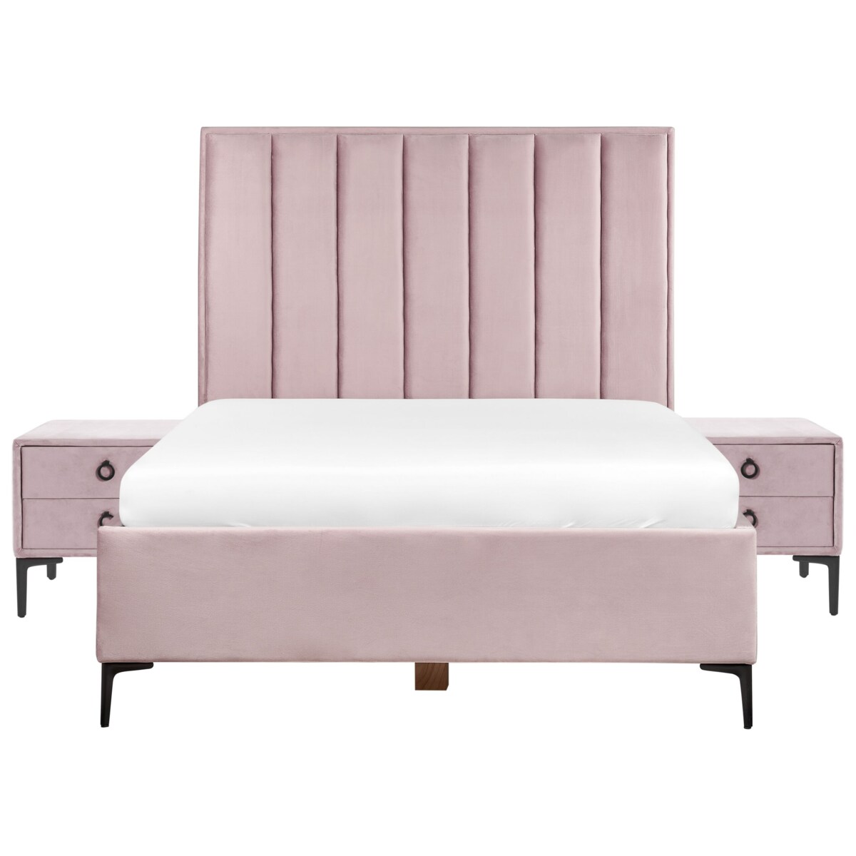 Zestaw mebli do sypialni welurowy 140 x 200 cm różowy SEZANNE