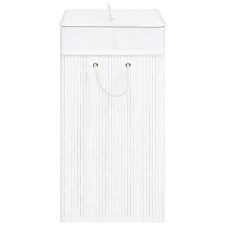 vidaXL Bambusowy kosz na pranie z pojedynczą przegrodą, biały, 83 L