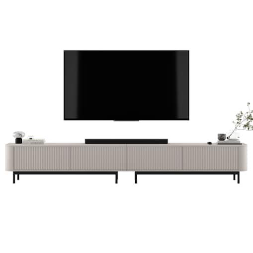 Szafka RTV Komoda RTV 280 cm Glamour Kaszmir Mat Czarny Stelaż