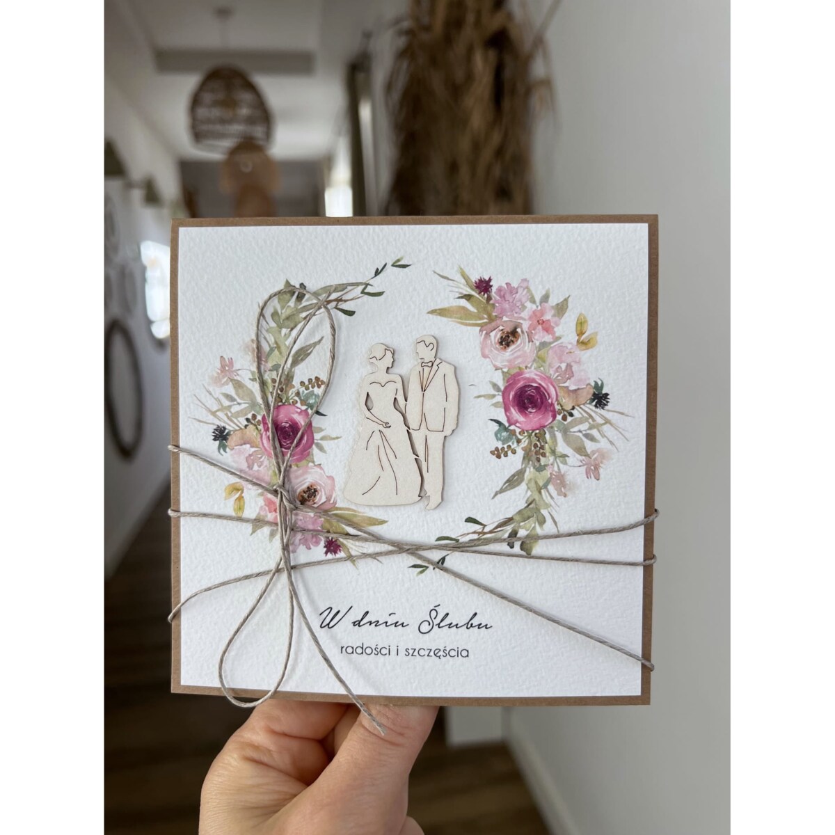 Rustykalna kartka ślubna, życzenia na ślub, idealny dodatek do prezentu ślubnego na pieniądze + najpiękniejsze życzenia ślubne