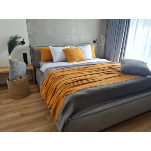 Narzuta romby musztardowa, 220 x 240 cm, La Manta