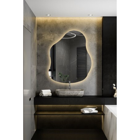 Lustro o organicznym kształcie z podświetleniem - STONE LED