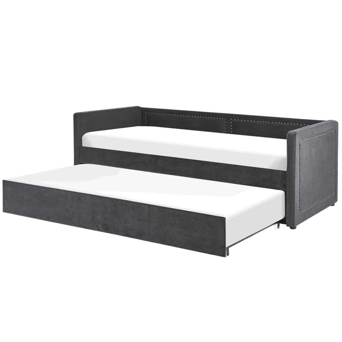 Łóżko wysuwane tapicerowane 90 x 200 cm ciemnoszare MIMIZAN