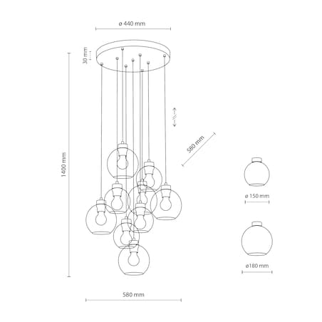 Lampa Wisząca Tk Lighting Cubus Mix 9 Kloszy Szary Bursztyn