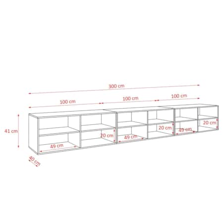 Szafka RTV RIO 300 cm zamknięta pod telewizor, ryflowana- czarna
