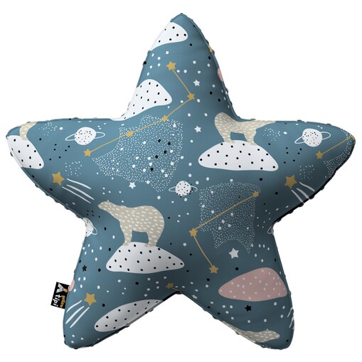 Poduszka Lucky Star z minky, niebieski, 52x15x52cm, Magic Collection