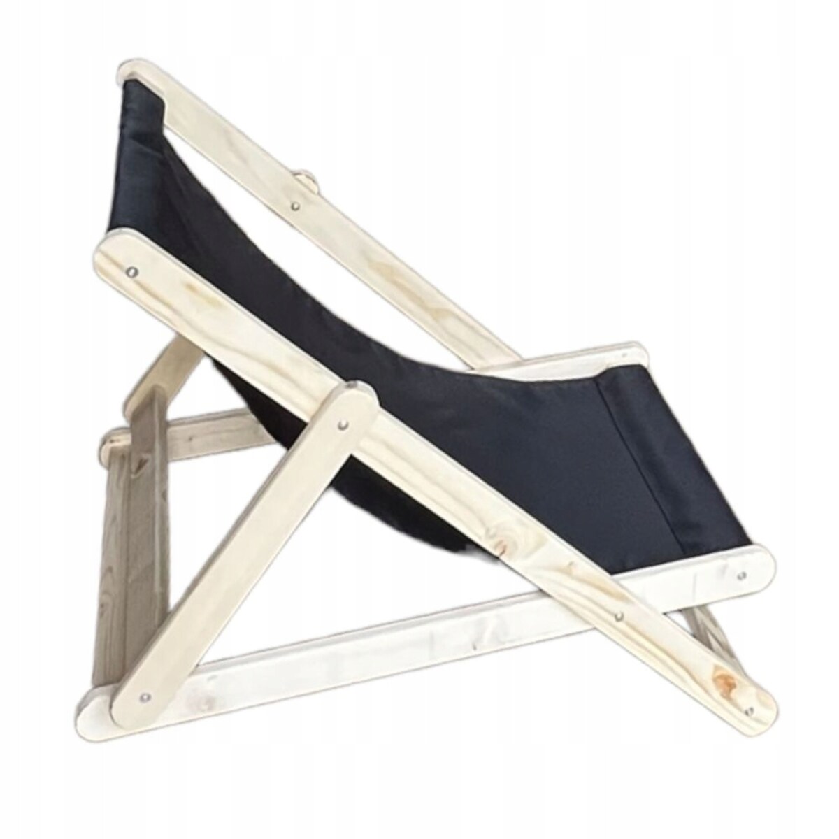 Leżak Dziecięcy Drewniany dla dzieci CERTYFIKOWANY Ogrodowy Plażowy Czarny