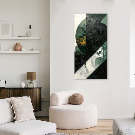 Obraz do salonu sypialni biura kuchni, Abstrakcja kształty zielony szary