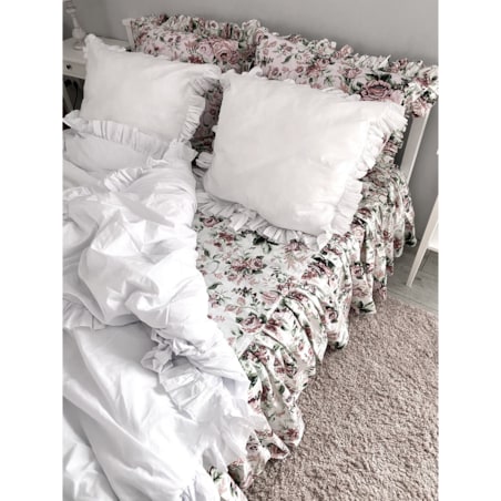 Prześcieradło Na Łóżko Bawełniane Z Ozdobną Falbanką Retro Kwiaty 200 Cm