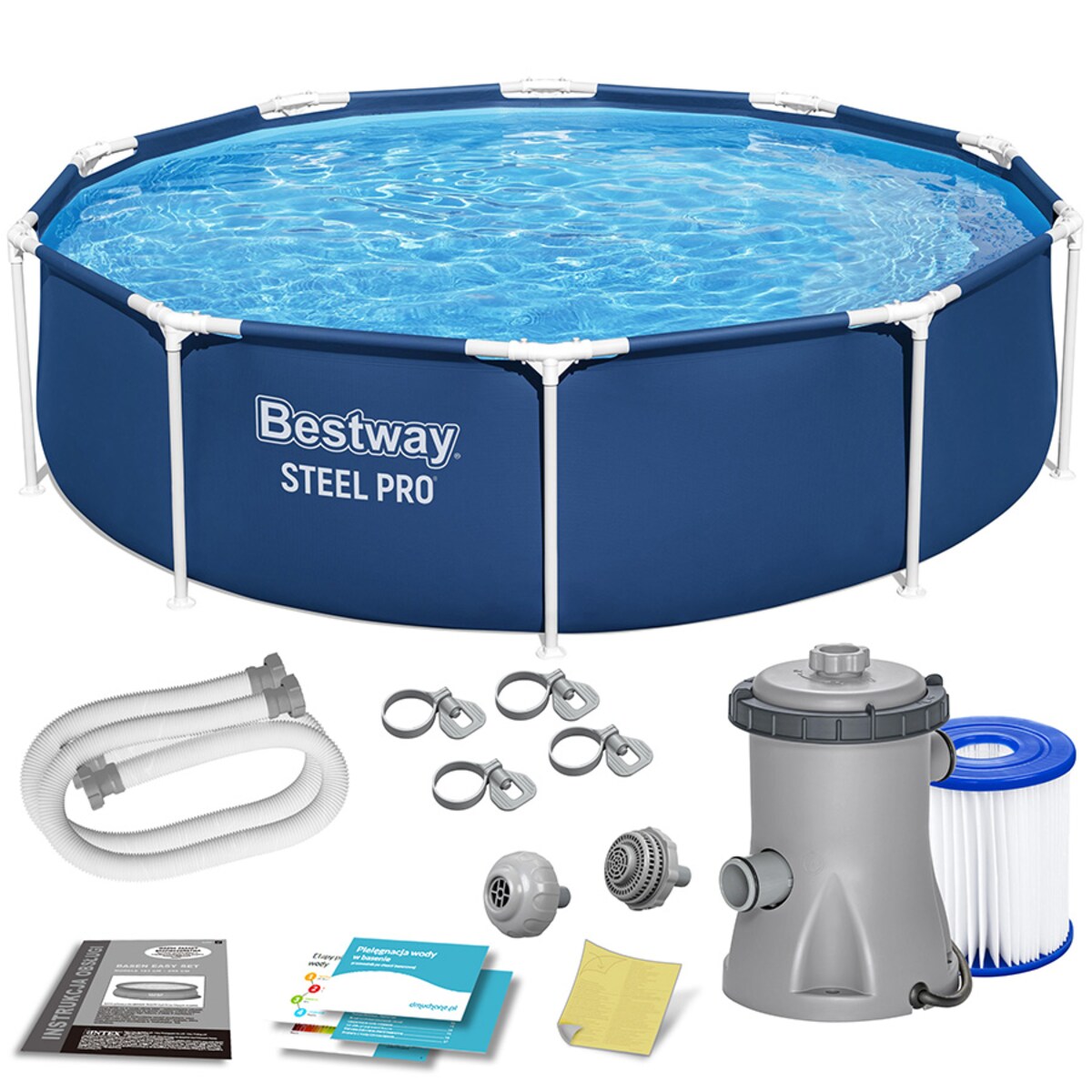 Basen stelażowy ogrodowy rodzinny z pompą 305x76 cm Bestway zestaw 9w1
