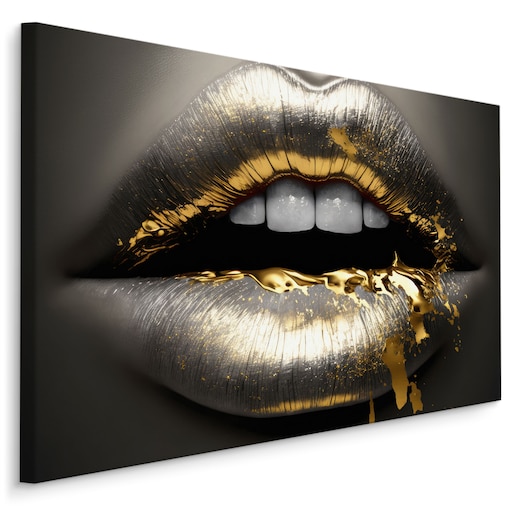 Obraz Ścienny Złoto-Srebrne USTA Efekt 3D 120x80cm