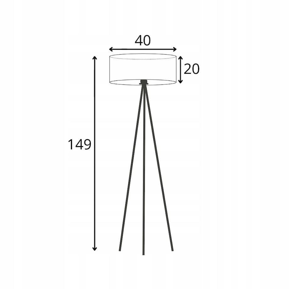 Lampa stojąca podłogowa trójnóg z abażurem walec 40cm JOLLY