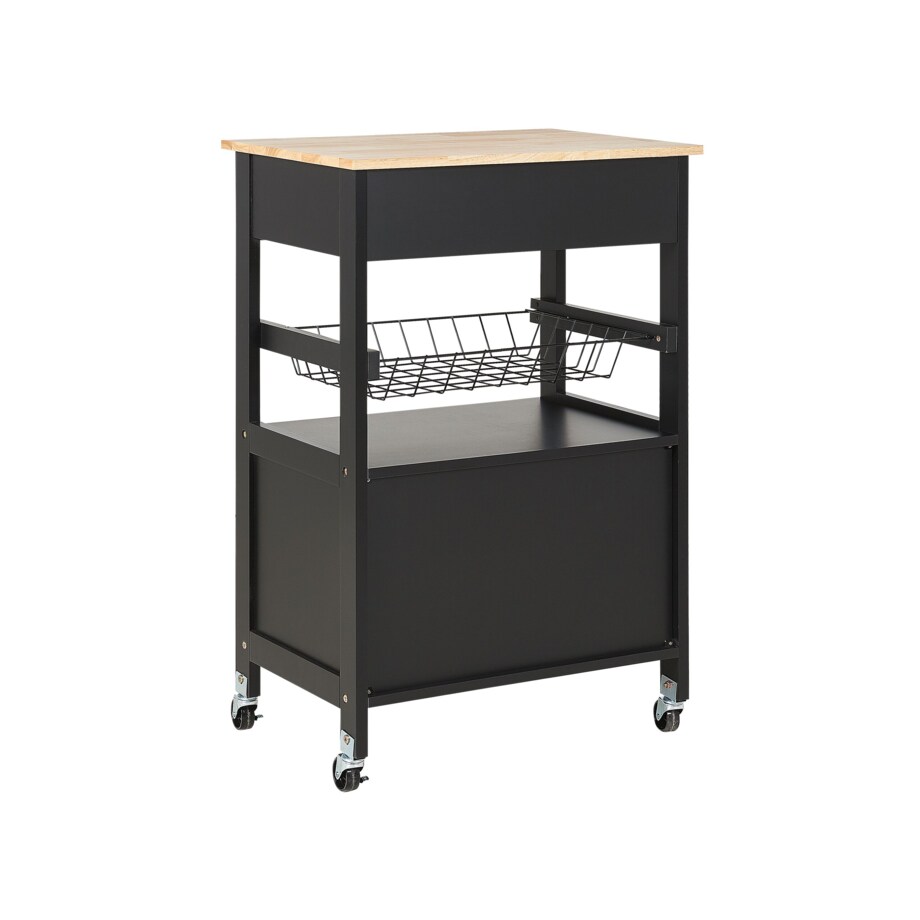 Wózek kuchenny 1 szuflada jasne drewno z czarnym LUGO