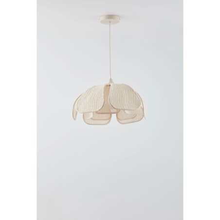 Lampa wisząca z lnu i bawełny, kremowa, Vidson Ø50 cm