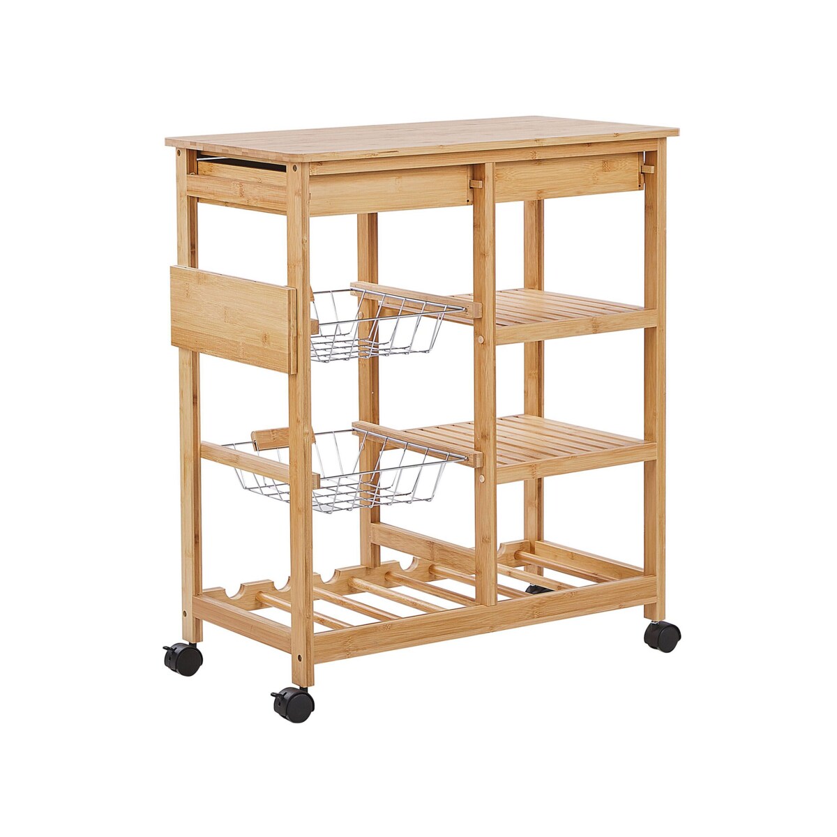 Bambusowy wózek kuchenny 2 szuflady jasne drewno MORINO