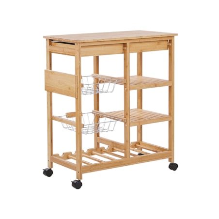 Bambusowy wózek kuchenny 2 szuflady jasne drewno MORINO