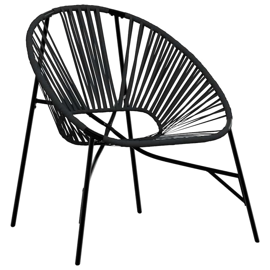 vidaXL Fotel ogrodowy Egg czarny polirattan