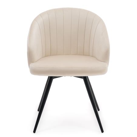 Krzesło tapicerowane obrotowe welurowe do salonu MODENA beżowe