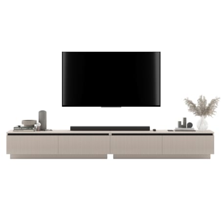 Nowoczesna Szafka RTV Glamour Komoda RTV Kaszmir Mat 280 cm ryflowane fronty