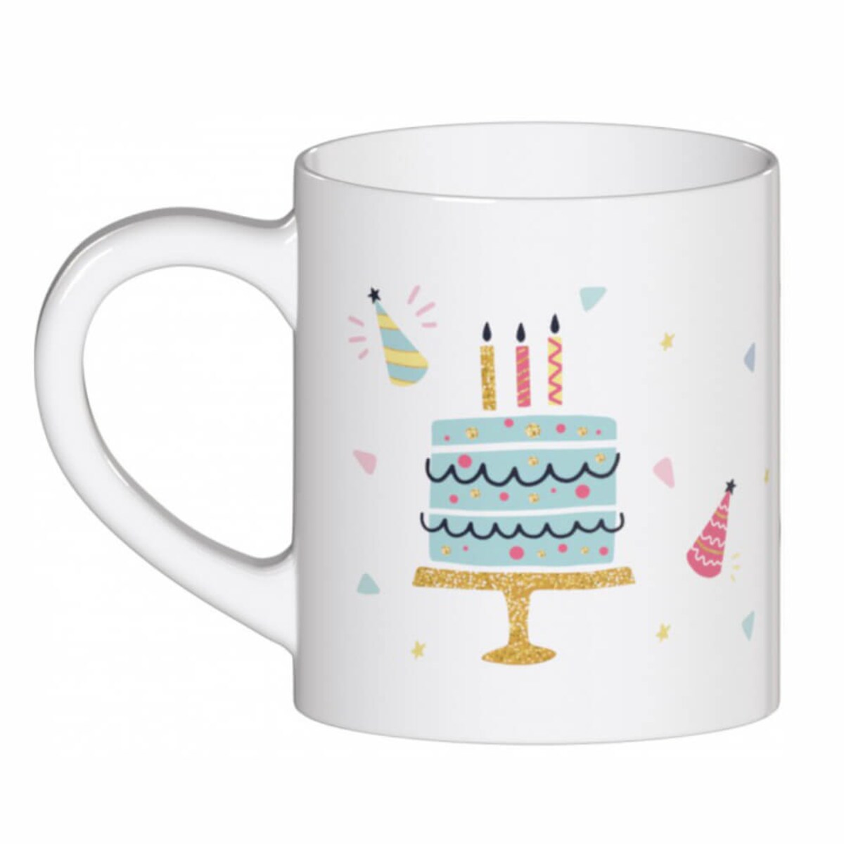 Urodzinowy kubek - niebanalny prezent dla solenizanta, wykonany z ceramiki, posiada kolorowy nadruk z urodzinowym motywem