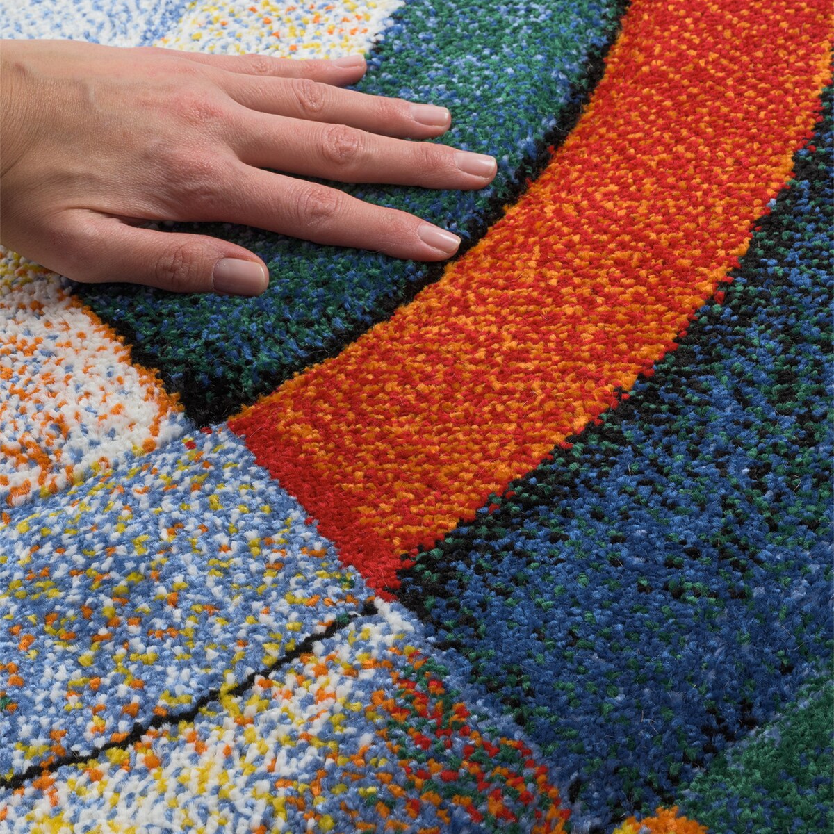 Dywan okrągły Zefir 120 cm e-floor OEKO-TEX geometryczny wielokolorowy