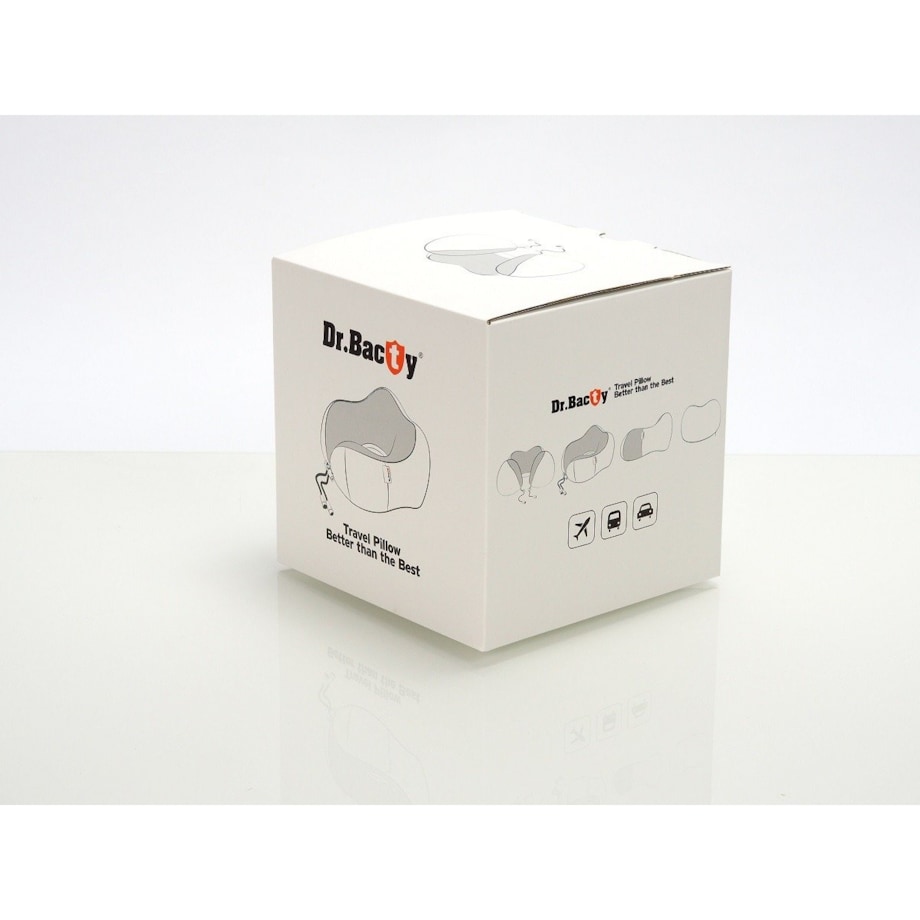 Poduszka podróżna na szyję Dr.Bacty - czarna. Plus zatyczki do uszu i opaska na oczy