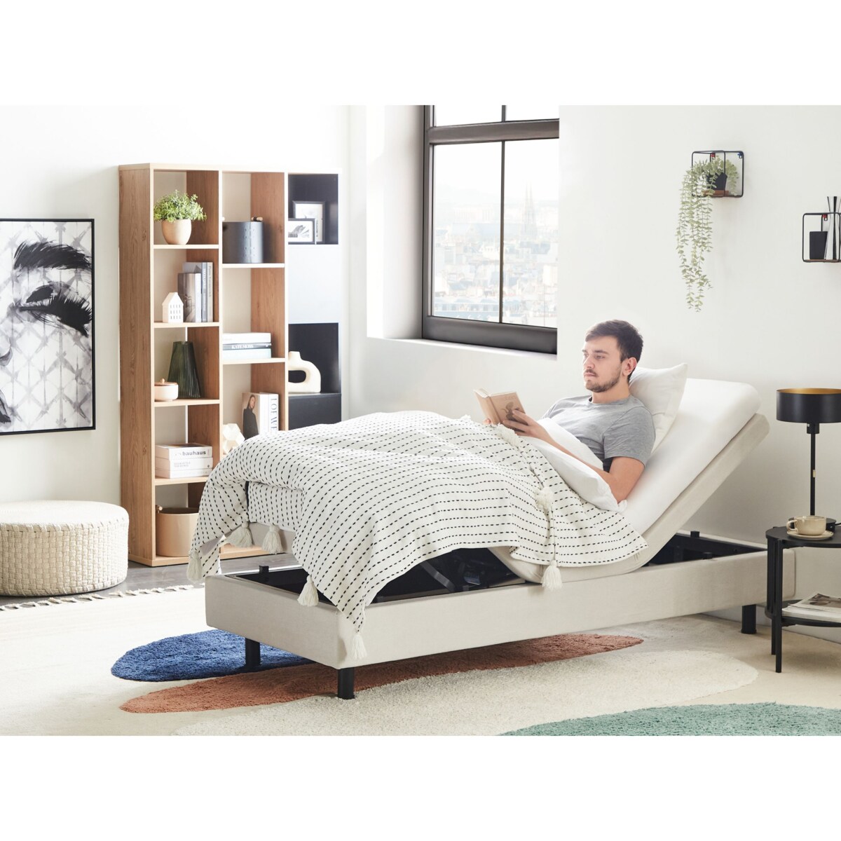 Łóżko regulowane bez zagłówka DUKE II 80 x 200 cm Jasnobeżowy