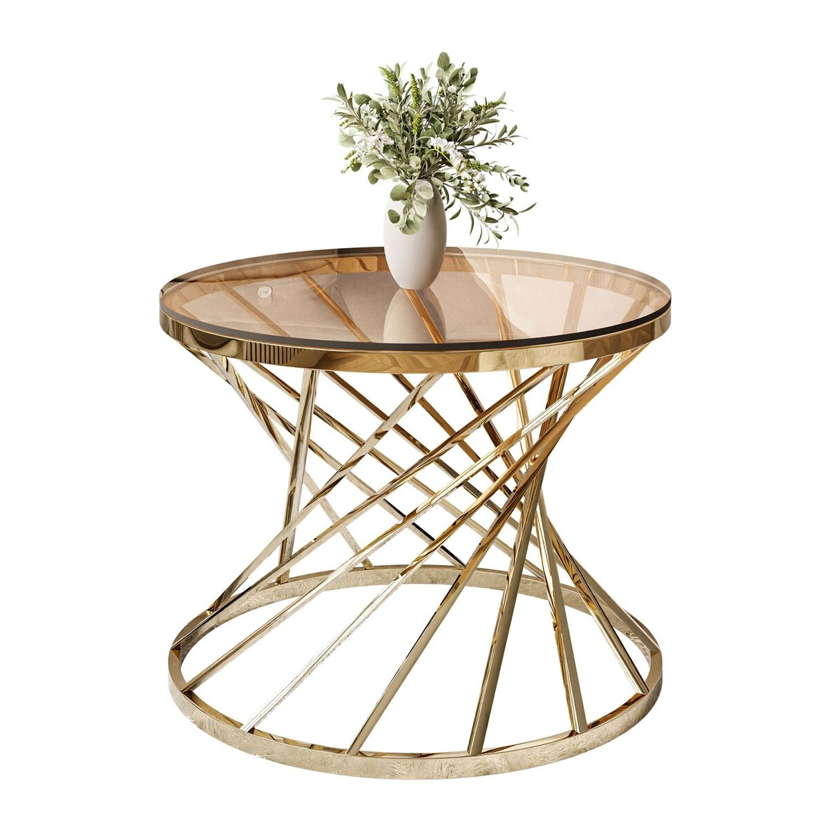 Stolik kawowy TAVIA złoty chrom szklany 50 cm