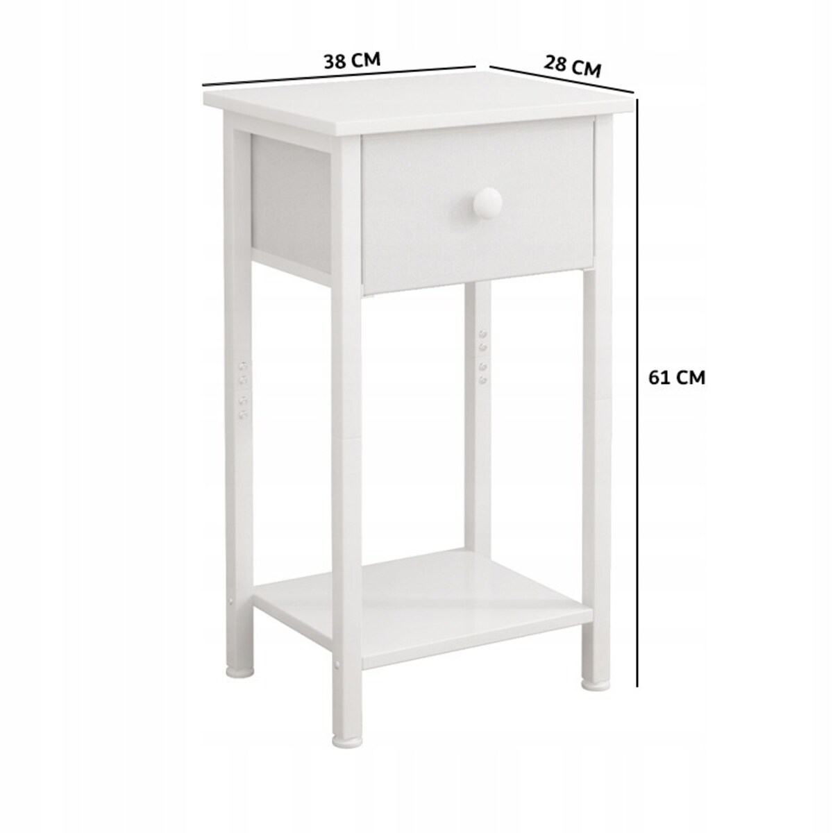 Stolik nocny komoda szafka z szufladą półką biały do sypialni salonu 38 cm