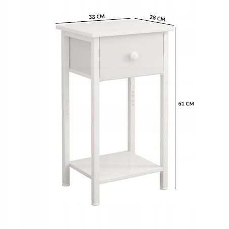 Stolik nocny komoda szafka z szufladą półką biały do sypialni salonu 38 cm