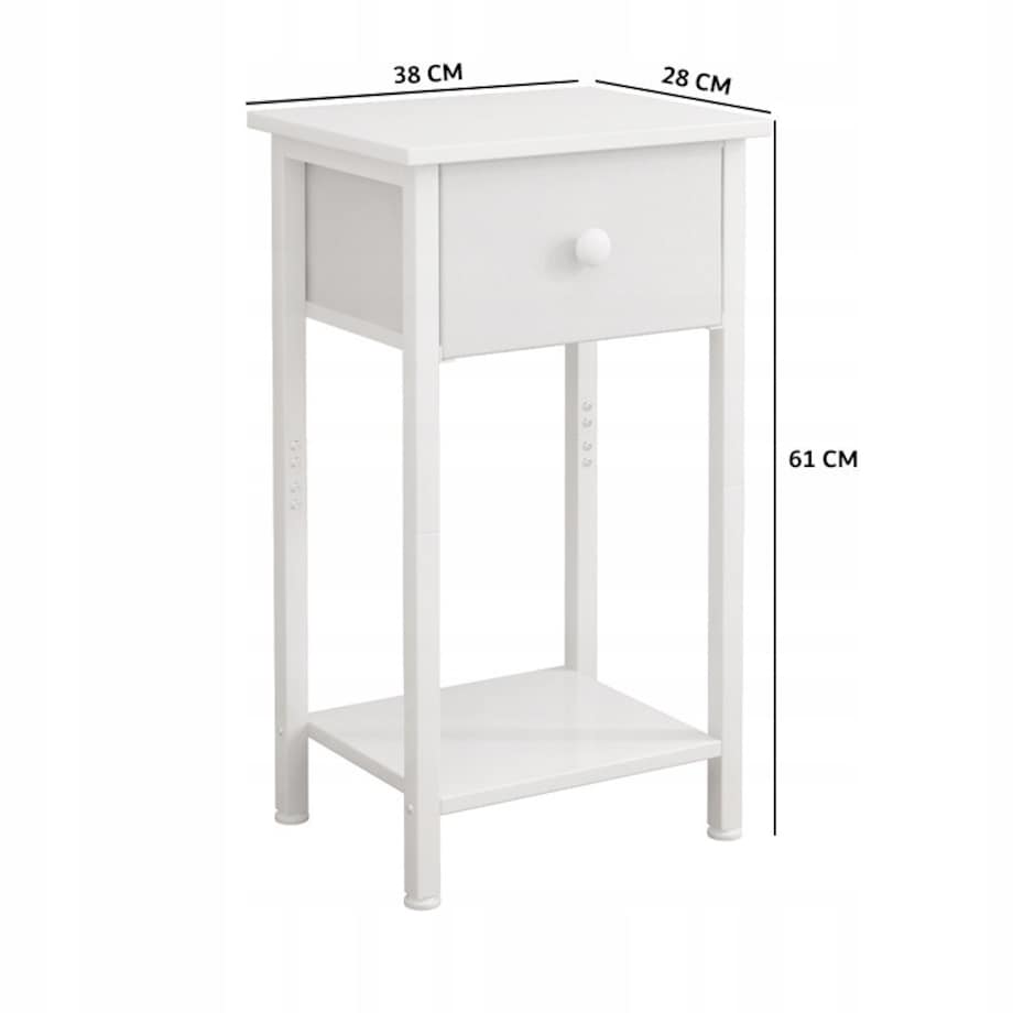 Stolik nocny komoda szafka z szufladą półką biały do sypialni salonu 38 cm