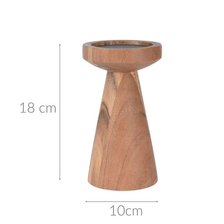 Świecznik drewniany, 18 cm, drewno akacjowe