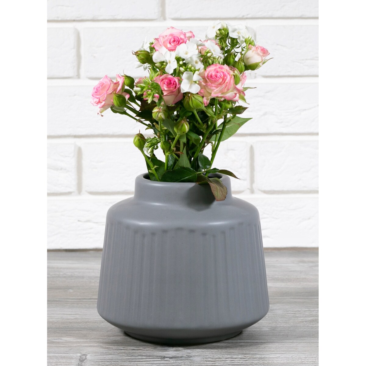 WAZON CERAMICZNY styl nowoczesny, szary 18x16cm