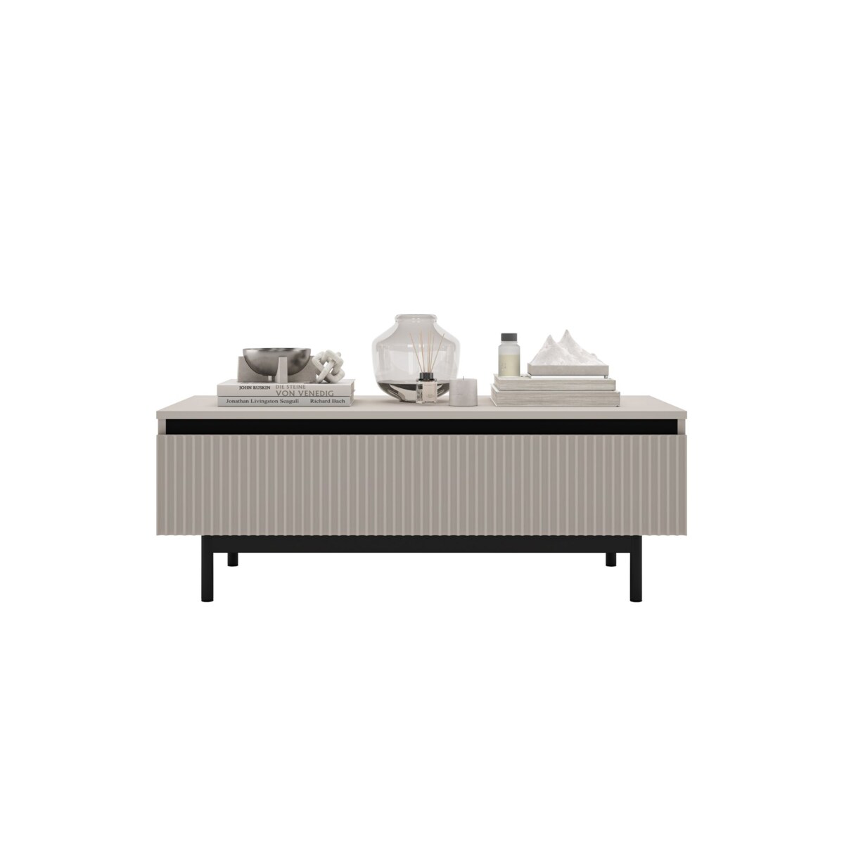 Stolik kawowy Glamour prostokątny elegancka ława Kaszmir Mat Czarny Stelaż 109 cm