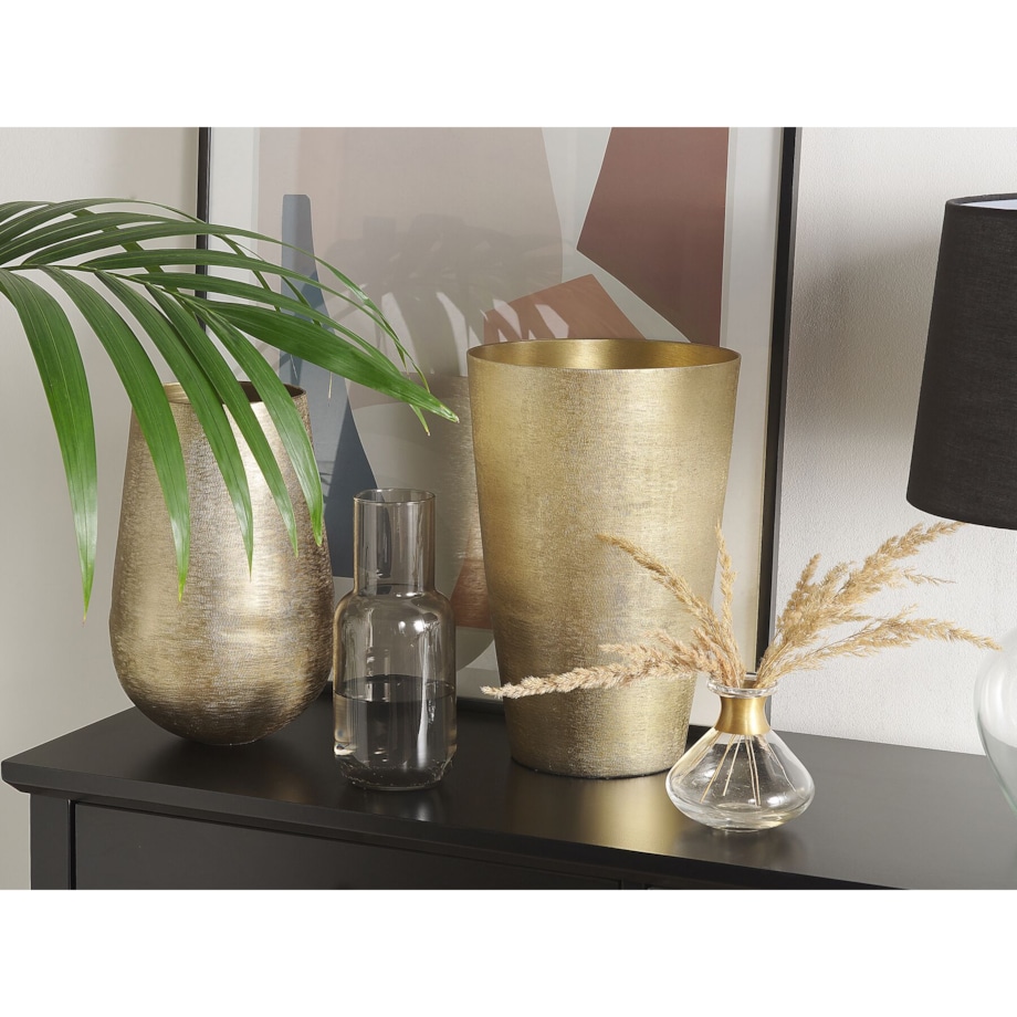 Wazon na kwiaty metalowy złoty AMRIT