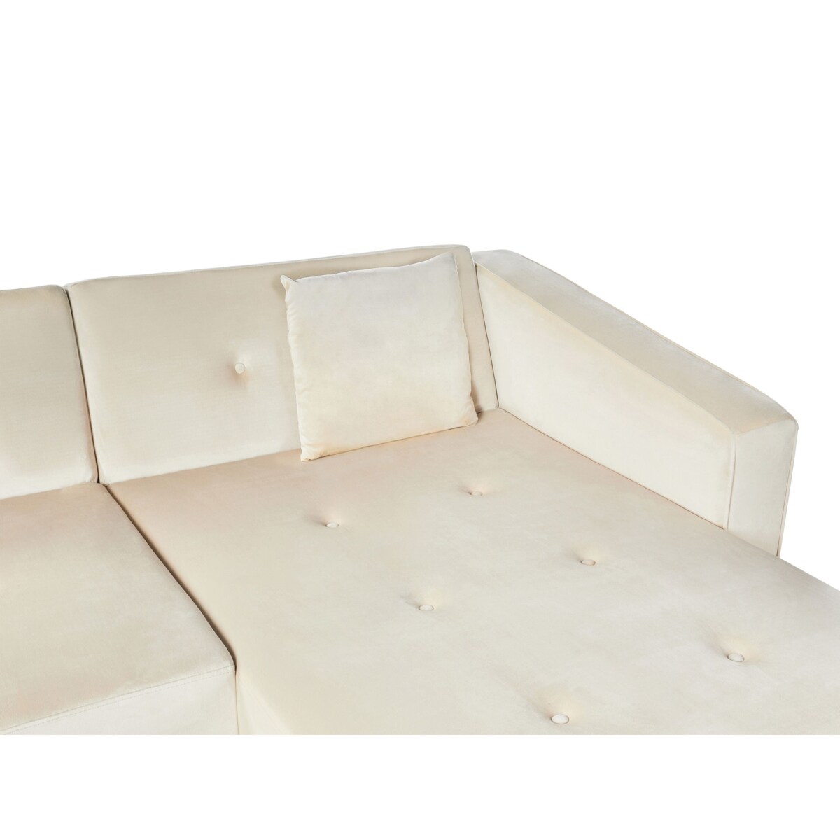 Narożnik welurowy lewostronny rozkładany beżowy VADSO