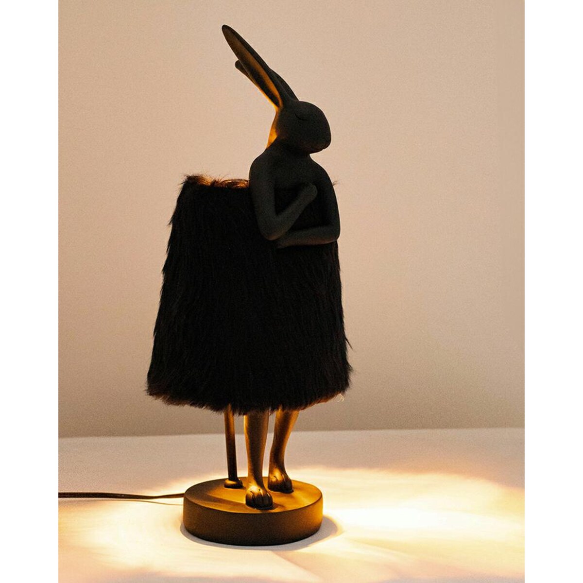 KARE lampa stołowa RABBIT FUR 50 cm czarna / złota