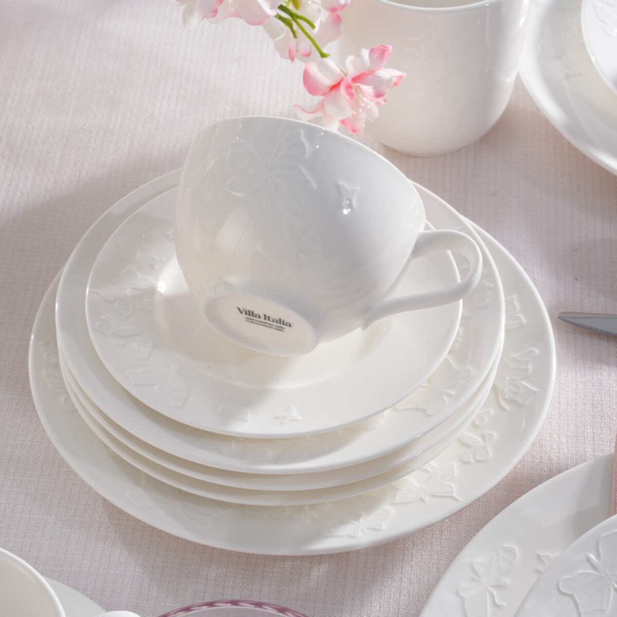 VILLA ITALIA Komplet filiżanek do kawy porcelanowych 200 ml 6 sztuk VANESSA