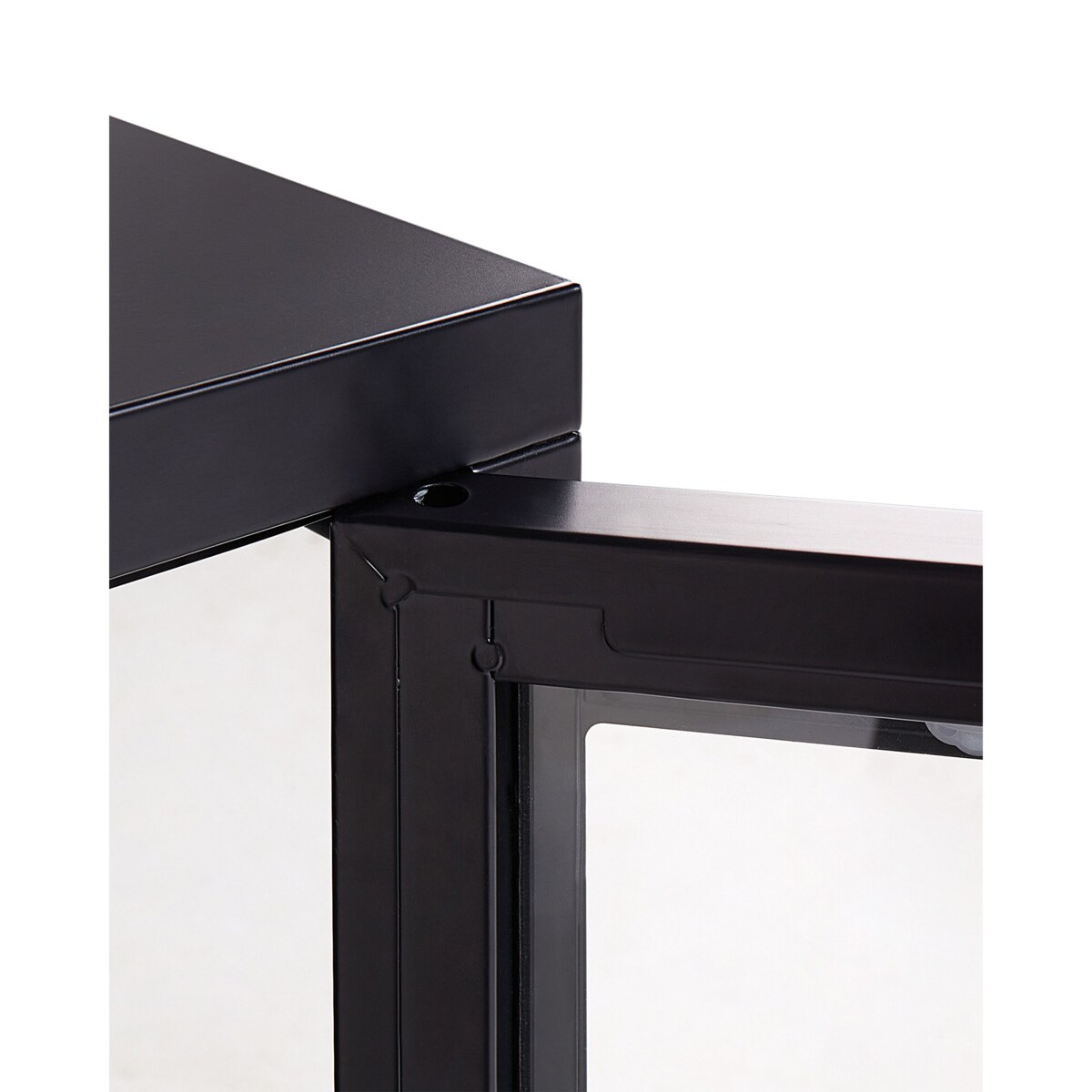 Szafka trzydrzwiowa LED metalowa ze szklaną gablotą czarna NEWPORT