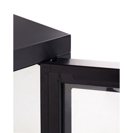 Szafka trzydrzwiowa LED metalowa ze szklaną gablotą czarna NEWPORT