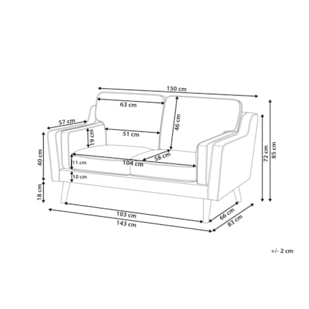 Sofa 2-osobowa welurowa czarna LOKKA