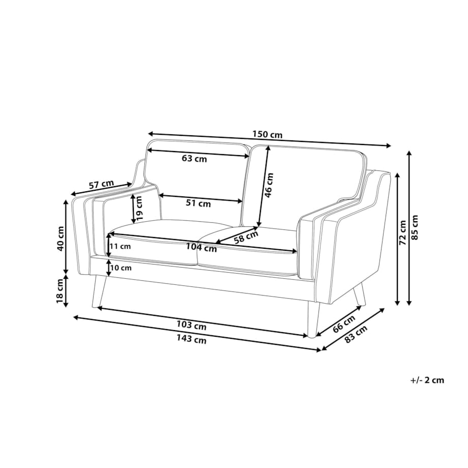 Sofa 2-osobowa welurowa czarna LOKKA