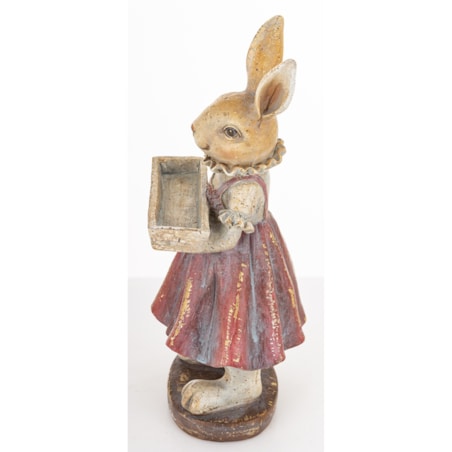 Figurka - króliczka 20x10x8cm AMELIA ze skrzynką na kwiaty