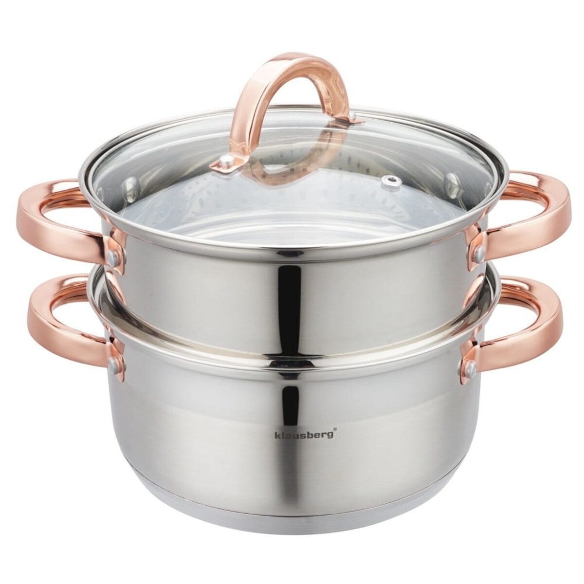 Zestaw garnków do gotowania na parze 20cm 3 elementy Parowar Rose Gold KLAUSBERG