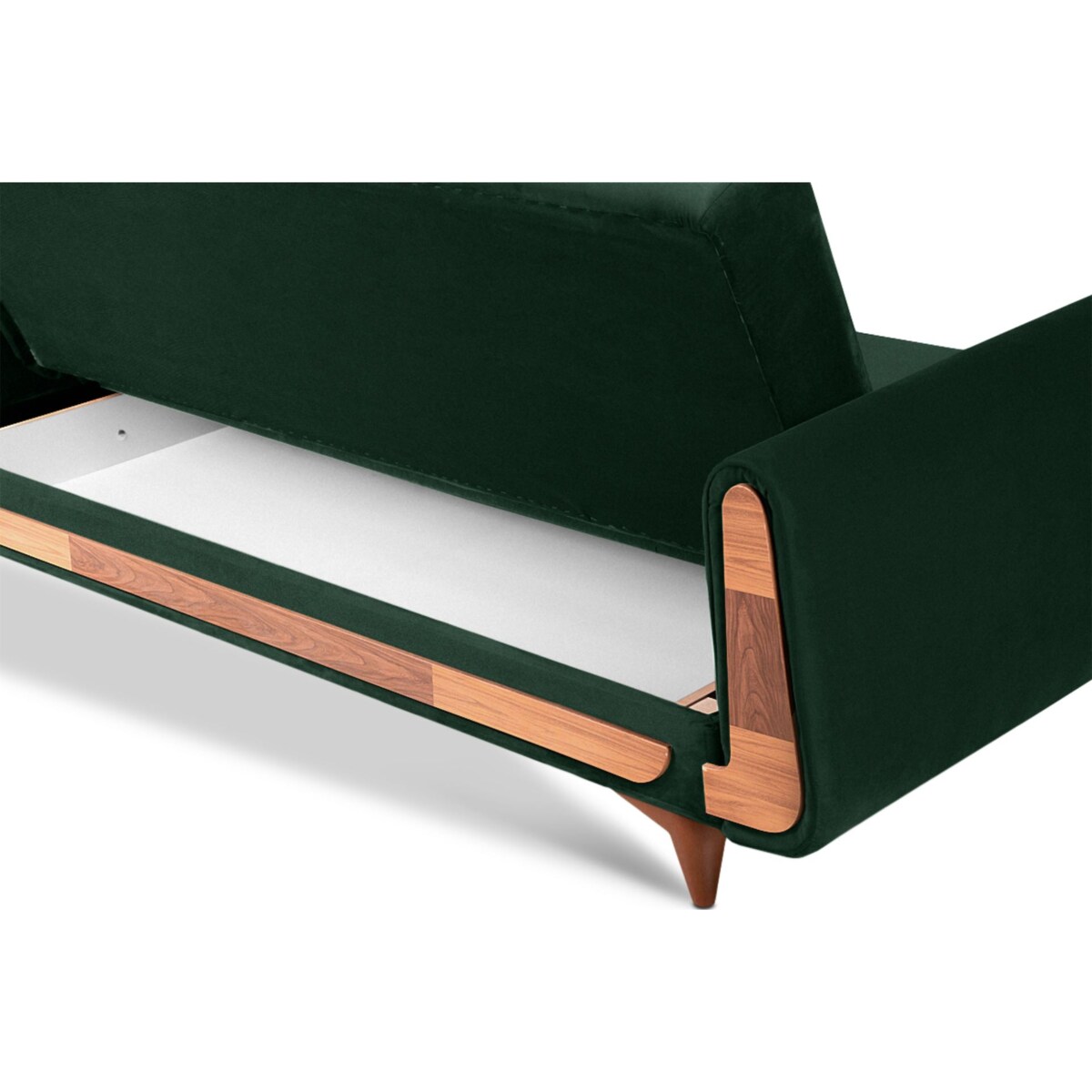 KONSIMO GUSTAVO Zielona aksamitna rozkładana sofa
